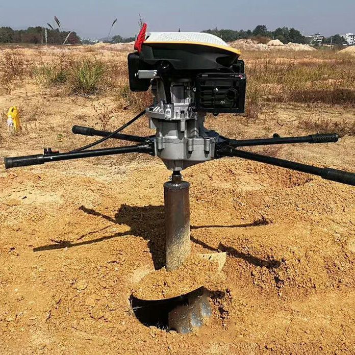 四冲程225大功率汽油双人地钻打洞机挖坑电线杆光伏打桩机钻孔机