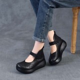 以一 Кожаные летние дышащие сапоги для отдыха на платформе, воловья кожа