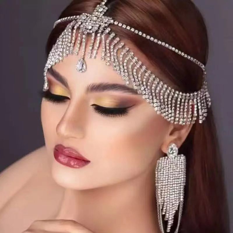 Silver Rhinestone Forehead Chain