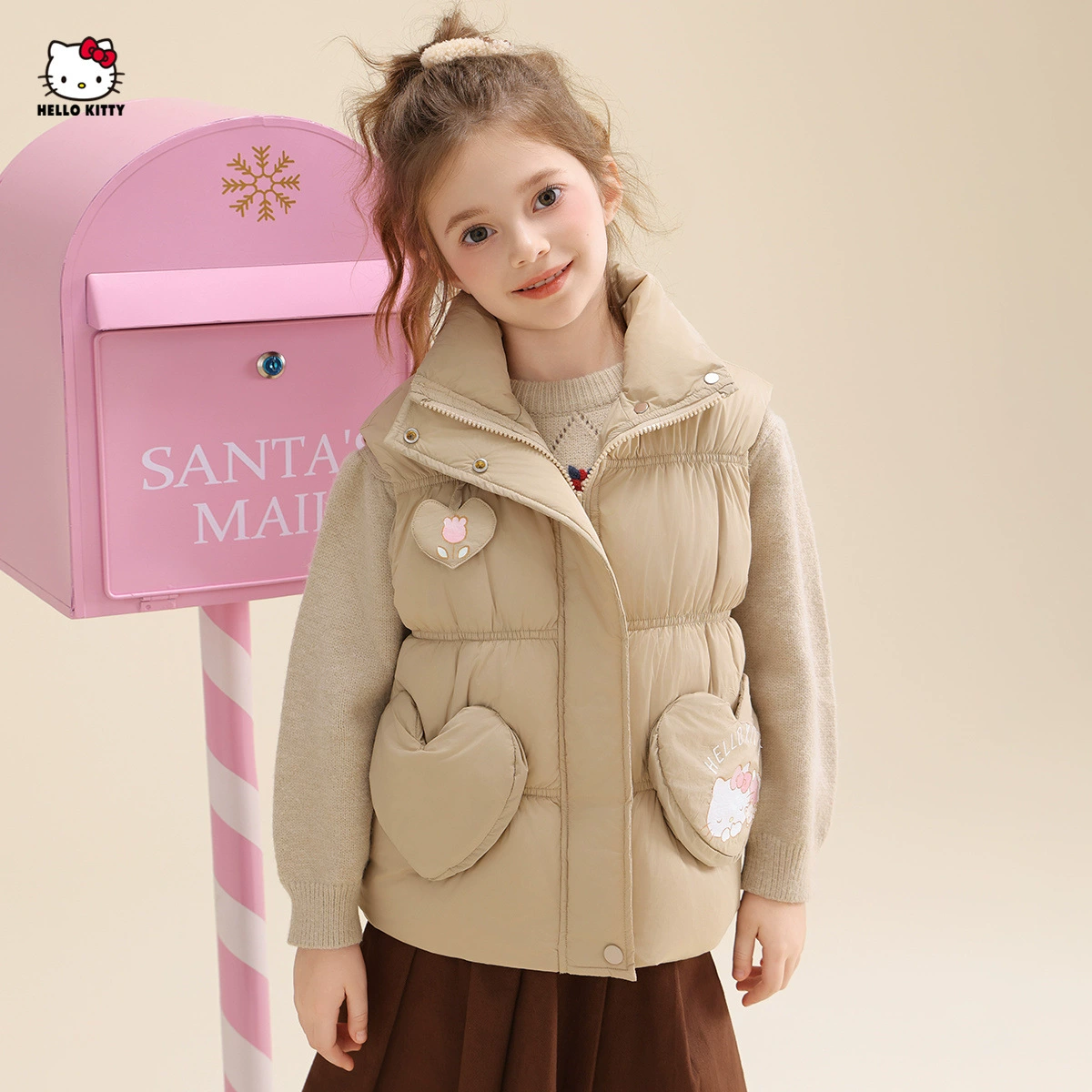 Милый зимний пуховик HelloKitty, теплый жилет