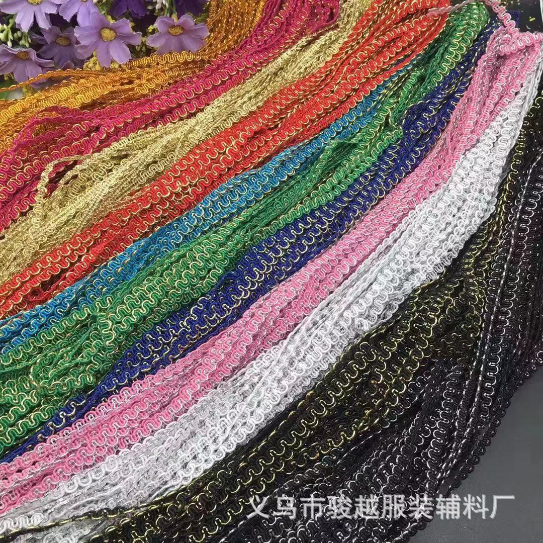 0,5 cm colorido encaje de Color Étnico onda encaje en forma de EE. UU. Onda encaje dorado suministro directo de fábrica