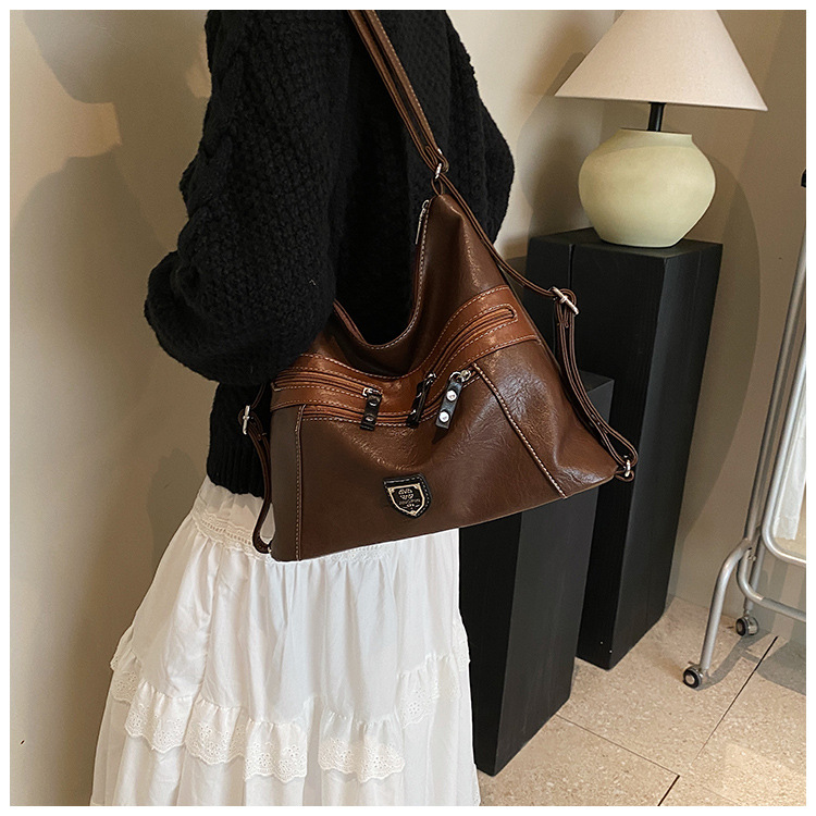 Femeii geantă de mână de umăr dublu Crossbody geantă de mână de mare capacitate geantă de mână retro cu un umăr la subraț_voghion.com