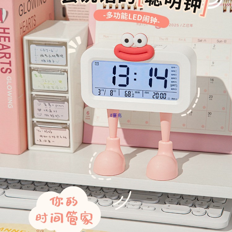 2025年新款高颜值小闹钟风学生起床桌面钟表电子时钟