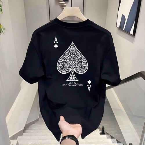 American Retro Short-Sleeve T-Shirt for Men - Summer Heavyweight Pure Cotton Loose Print Half-Sleeve Streetwear Brand Student Top T-Shirt