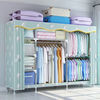 wardrobe Renting Bearing 1000 simple and easy Cloth wardrobe Steel pipe reinforce Large Double Shelf Wardrobe Storage rack