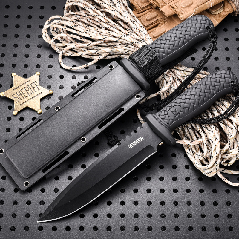 跨境户外野营直刀便携随身高硬度刀具野外直刀防身随身刀具水果刀