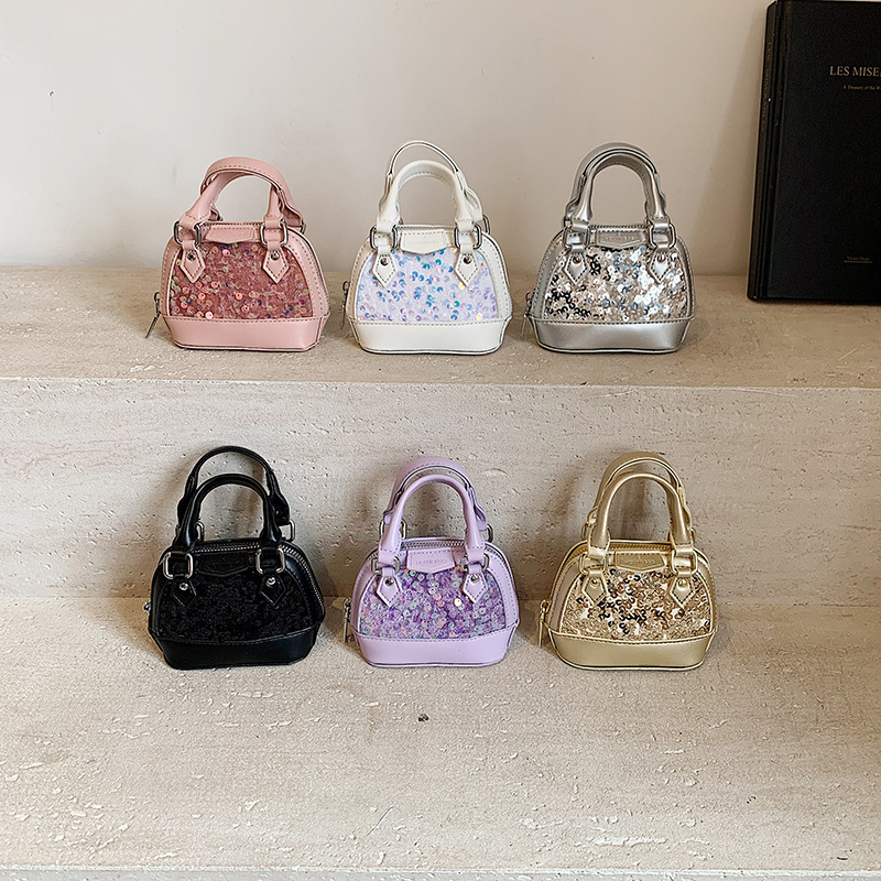 Moda coreana de sequillas, bolsas de hombro para niños y niñas, bolsas de mano mini para bebés, 2025 nuevas bolsas de conchas para niños