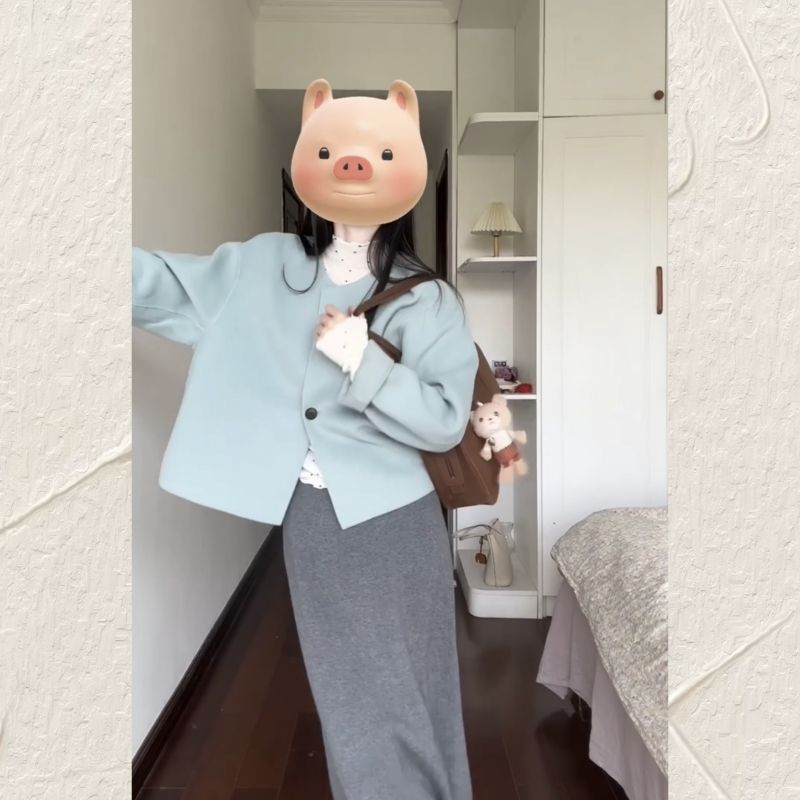 小个子深秋初冬外套2024新款绝美韩系富家千金感穿搭套装