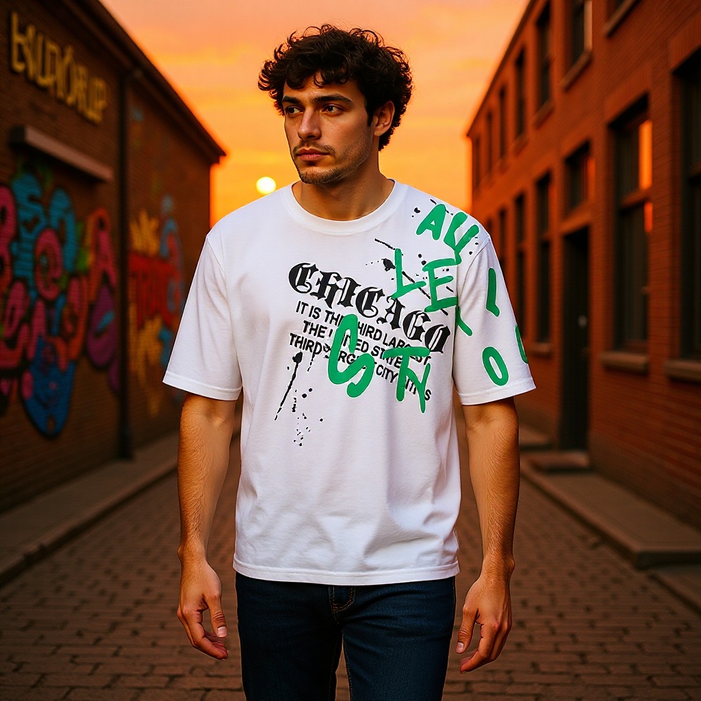 Camiseta de manga corta elegante para hombre, nuevo diseño estampado moderno, corte holgado para adolescentes, marca de moda de verano, top de media manga estilo ins para hombre.
