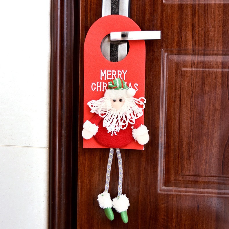 Decoraciones de Navidad ventana decoración colgante dibujos animados viejos muñecos de nieve navidad tela puerta colgante al por mayor