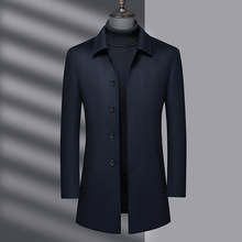 男士轻奢羊绒羊毛大衣中年商务休闲保暖鹅绒内胆行政毛呢外套男装