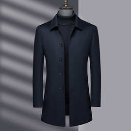 男士轻奢羊绒羊毛大衣中年商务休闲保暖鹅绒内胆行政毛呢外套男装