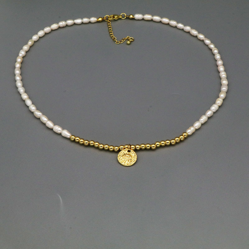 24g Weight Copper Pendant Material Pendant Necklace Classification Freshwater Pearl Chain Material 1 Piece Quantity Daily Occasion Freshwater Pearl, Copper Material Devil's Eye, Heart Shape, Lock Pattern Women's Gender Beaded Design Elegant, Religion Style Freshwater Pearl Copper Beaded Devil's Eye Heart Shape Lock Pendant Necklace 6