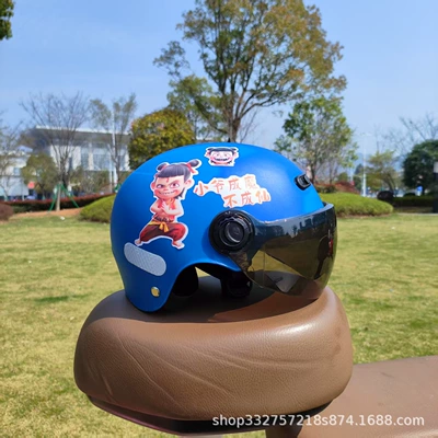 Motosiklet kaskı (dəbilqə), Vehicle Motorcycle Kidsren's Helmet Cute - blue-nezha-sunscreen-glasses-3c-children-2-6-years-old-j02