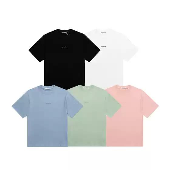 Fashionable Brand Ac Smiley Face Printed Letters for Men and Women, High Street Fog Summer Loose Half-Sleeved Casual Short-Sleeved T-Shirt, Versatile