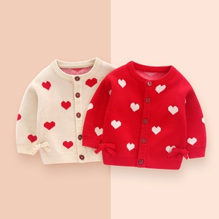 Girls' Autumn Clothing 2025 Knitted Cardigan Spring and Autumn Sweater Baby Girl Small Coat Knitted Top Long Sleeve Spring and Autumn Style