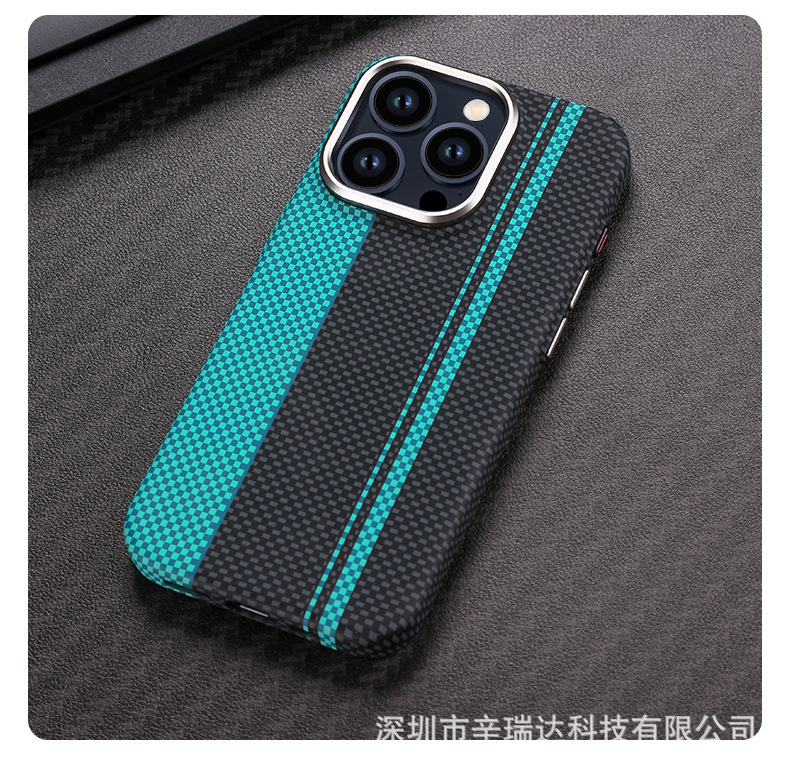 iPhone17ProMax用ケブラーパターン磁気吸着ハードケース16カーボンファイバーパターン耐衝撃保護ケース|undefined