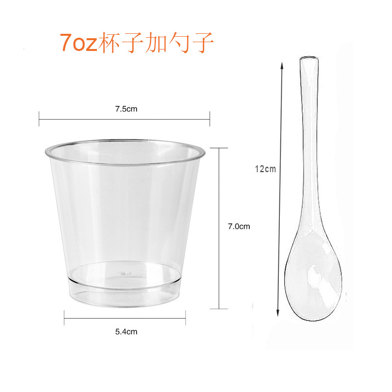 Round Mousse Cup 200ml with Spoon, Jelly Dessert Cup, High-Transparency Pudding Cup 7oz