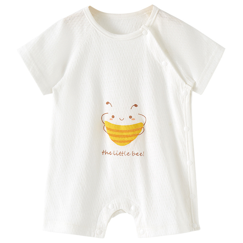 Bebé verano mono recién nacido algodón de manga corta verano mampara hombres y mujeres niños pequeños pijamas finos ropa de bebé