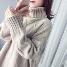 韩国宽松慵懒风加厚外套ins长袖套头网红高领毛衣女2020新款