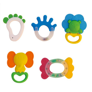 Cross-border export baby toys baby 0-1 years old tooth gum rattle can bite newborn baby hand rattle toys