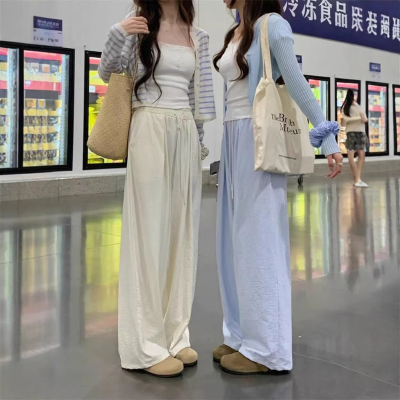 Doraemon-Style Lazy Casual Slim-Fit Loose Drapey Pants Straight-Leg Casual Pleated Wide-Leg Pants for Women Doraemon-Style Lazy Casual Slim-Fit Loose Drapey Pants Straight-Leg Casual Pleated Wide-Leg Pants for Women