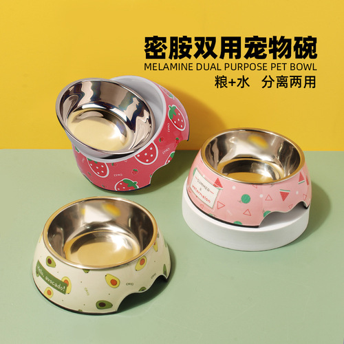 Stainless steel dog bowl food bowl melamine A5 material cat bowl wholesale pet bowl feeding food and water cat supplies dog bowl