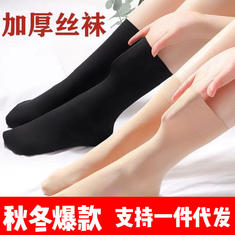 Thickened Silk Socks for Men and Women Universal Wear-resistant Anti-hook Silk Lined Steel Silk Stockings Spring Autumn Winter Socks Thickened Socks