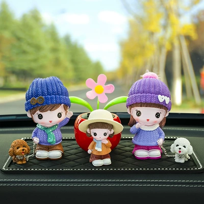 Family Portrait Doll Car Decoration Car ornaments - mom-and-dad-mier-sunflower-big-diamond-cushion-five-piece-set