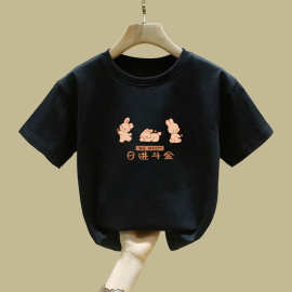 2245#纯棉儿童短袖T恤女童夏装宽松中大童韩版洋气小女孩百搭上衣