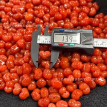 天然柿子红玛瑙满色满肉爱心屁桃 饰品配件文玩百搭DIY手串长串等