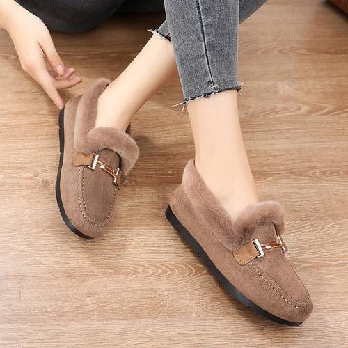 Women's winter outerwear plush cotton slippers with added wool for autumn, plush lamb wool dumpling shoes for women, home shoes