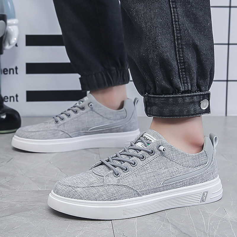 Zapatos de hombre primavera 2025, nuevos zapatos deportivos casuales de lona, zapatos de lona para trabajo y oficina, zapatillas planas de lino para hombre