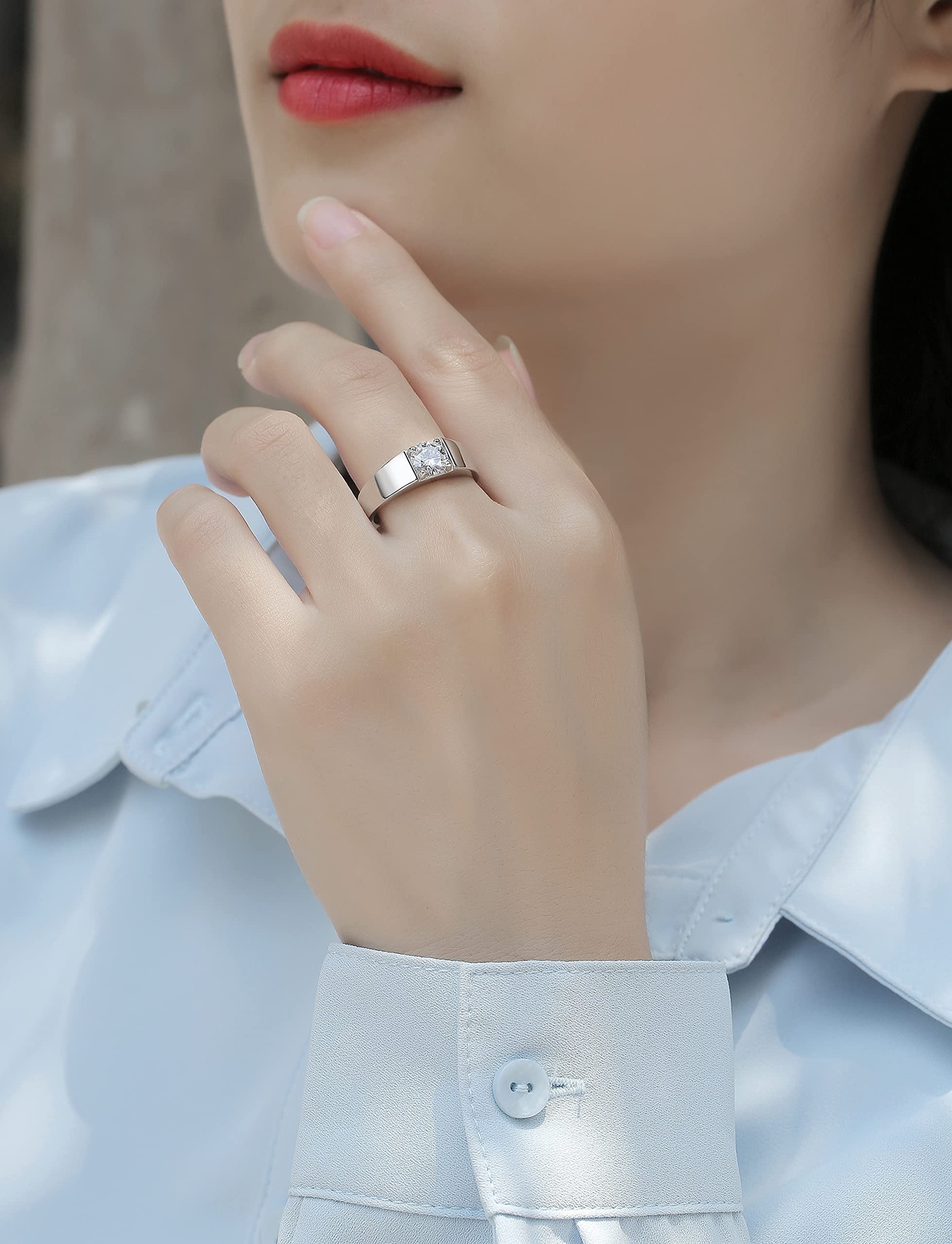 waarme Verkaf Ëffnung verstellbar einfach Koppelring Hochzäitsdiamantring Hochzäitsring Karat Léifstenring_voghion.com
