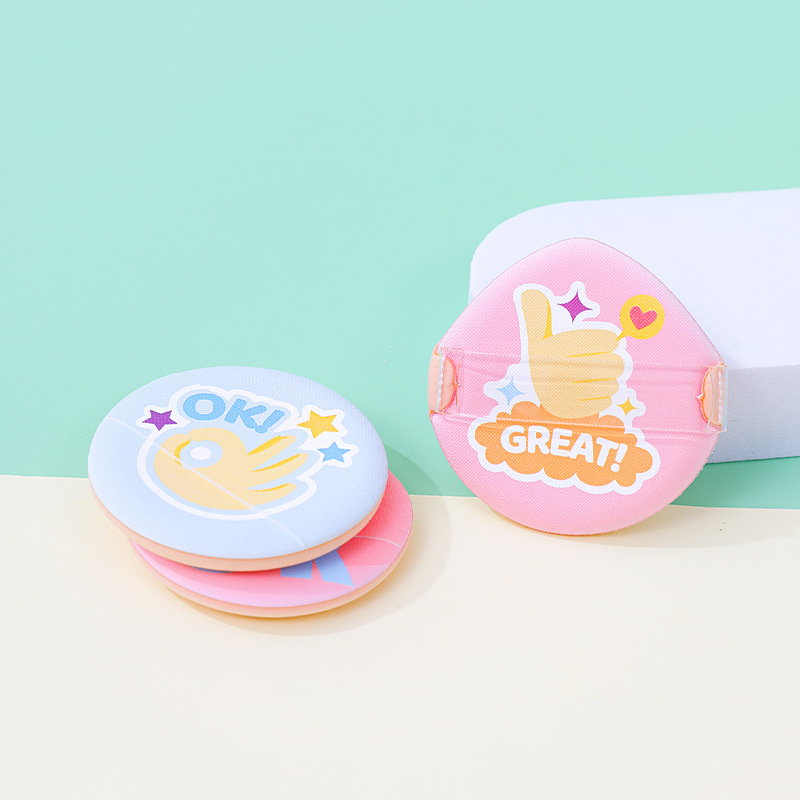 Fábrica personalizada Macaron Shuffle polvo de cojín de aire grande ancho cinta dedos esponja maquillaje no látex al por mayor
