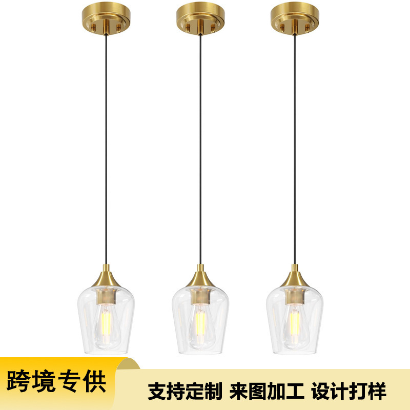 Factory Customized Cross-Border Glass Chandelier Modern Entrance Kitchen Bar Bathroom Restaurant Single-Head Small Chandelier