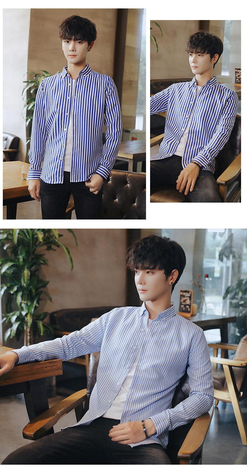 Jauna krekla ar garām piedurknēm korejiešu versija ar augstākās klases drapējumu, moderns zīmola krekls, daudzpusīgs tops, ikdienas mētelis, vīriešu apģērbs_voghion.com