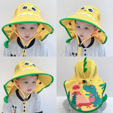 夏季新品儿童口哨渔夫帽可爱小鲨鱼儿童遮阳披肩帽子大檐防晒帽潮