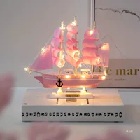 Модель корабля, деревянная лодка из натурального дерева для гостиной, декора, подарка на день рождения
