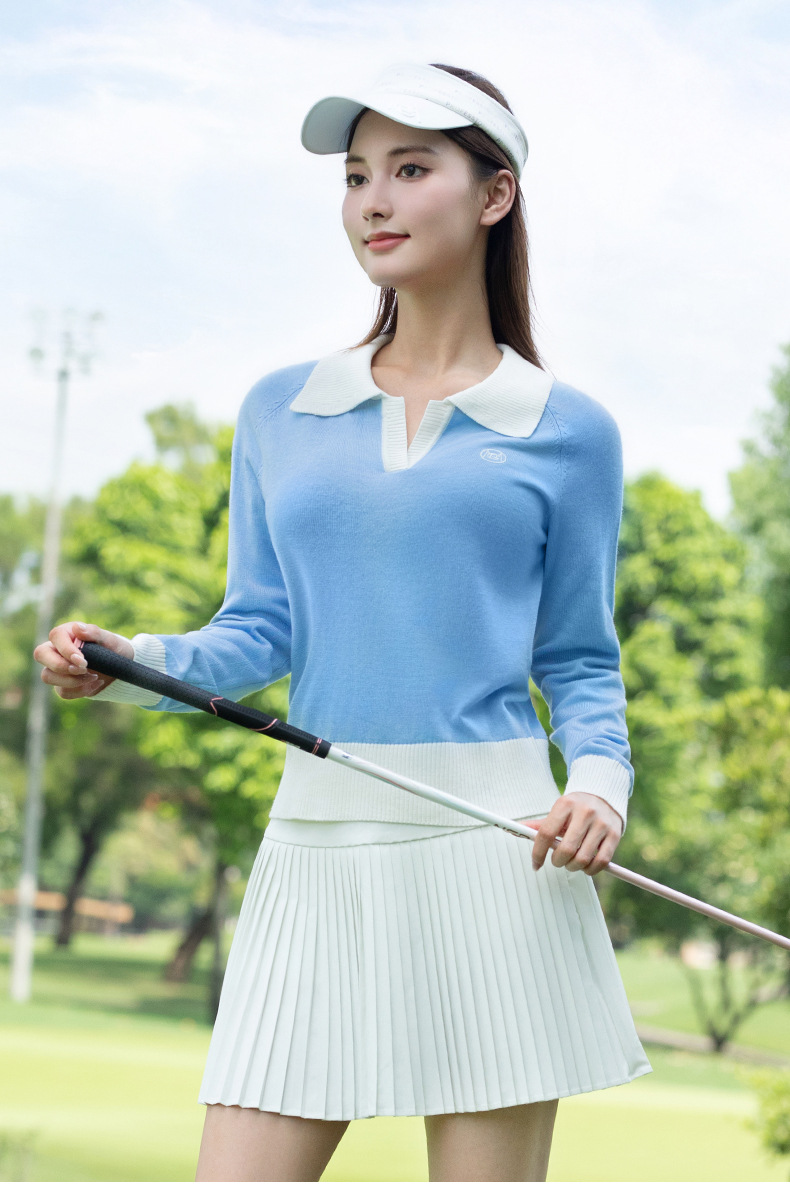 Áo len cổ chữ V nhỏ dài tay nữ PGM Golf thu đông — Áo len đen [cổ chữ V nhỏ/vải len ấm áp/độ co giãn và mềm mại cao] YF863 chi tiết 11
