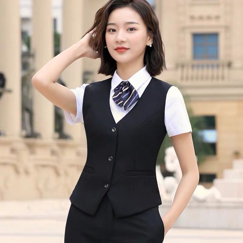 女性のベストの新型の職業の服装の2023年と秋の韓国版の修身の馬は作業服のベストの工装の銀行の肩の女性を挟みます。|undefined