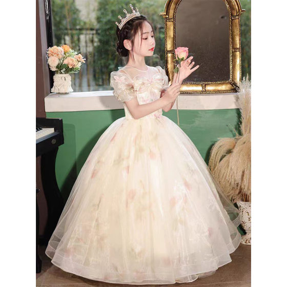 Girls' Host Dress High-end Birthday Puffy Yarn Princess Dress Light Luxury Niche Children's Piano Performance Dress