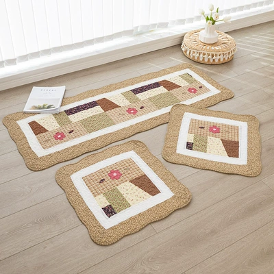 Seasons, Original Single-Piece Non-Slip Seat Cushion | Seat cushion, seat cover - pure-cotton-brown-flowers-5050cm-front-row-single-piece