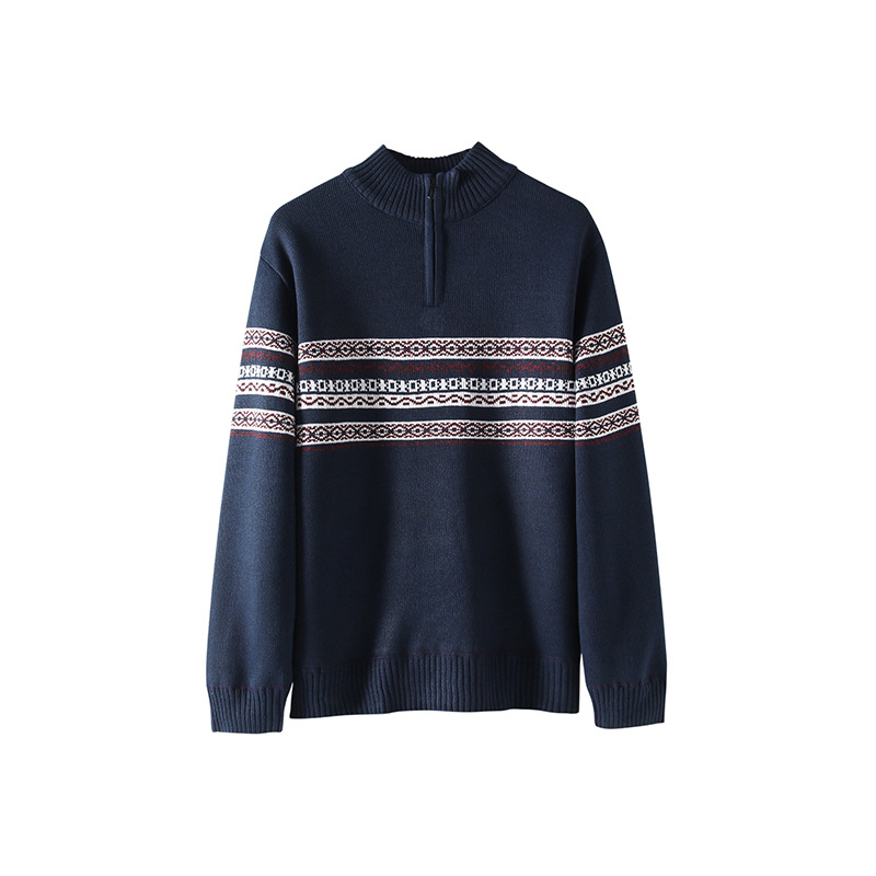 Otoño y invierno nueva tendencia europea transfronteriza suéter de cuello de hombre medio cremallera jersey de punto casual