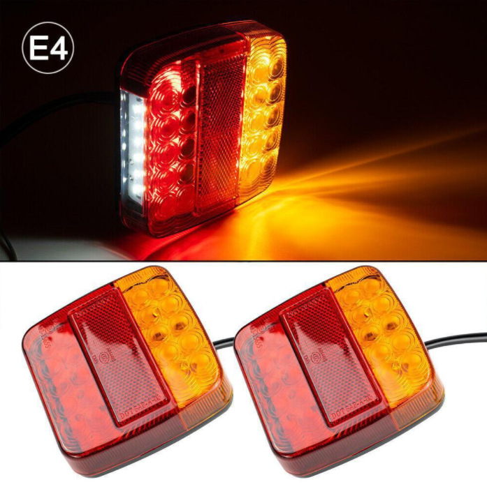 Transparent shell/red and yellow shell rounded square trailer trailer 20LED tail light truck brake light signal light