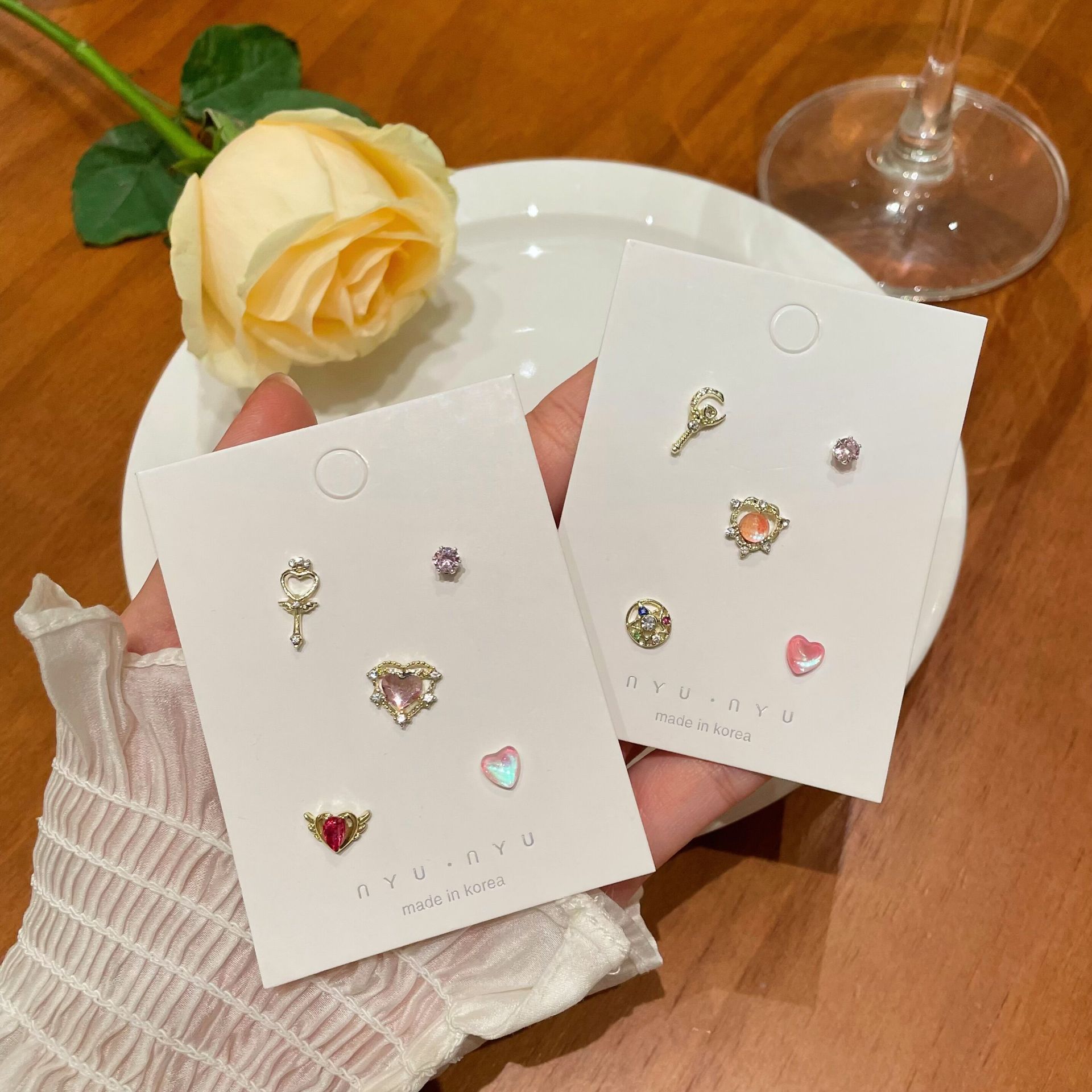 Beautiful Girl Super Sweet Earring Set Fashionable Cartoon Colorful Cute Ins Girly Style Elegant Design Earrings