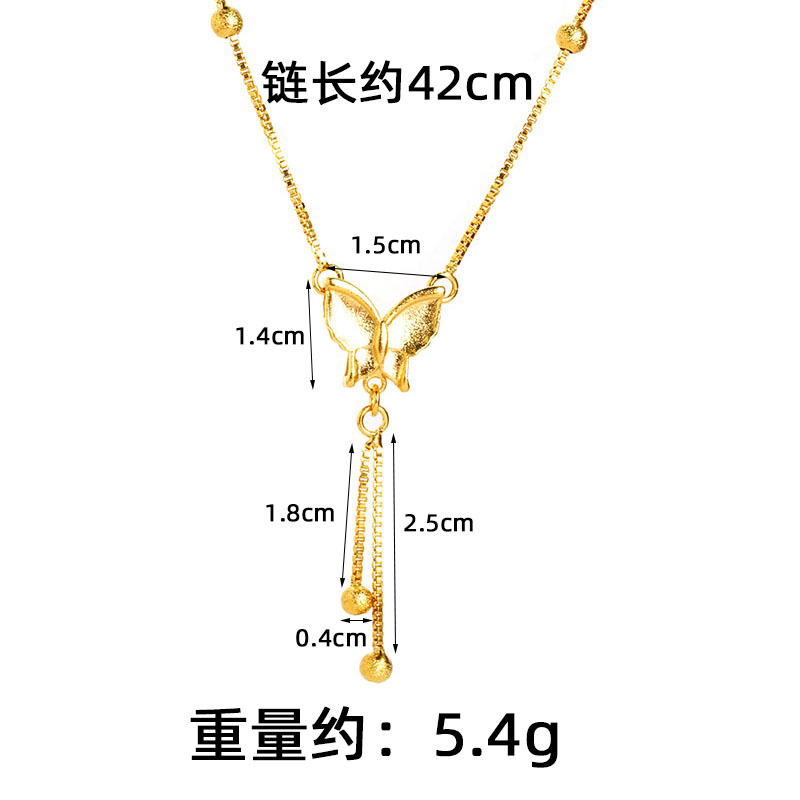 Nueva pulsera de collar de oro de arena de mariposa con flecos exquisitos, temperamento, joyería de diseño de lujo ligero, no se desvanecerá durante mucho tiempo