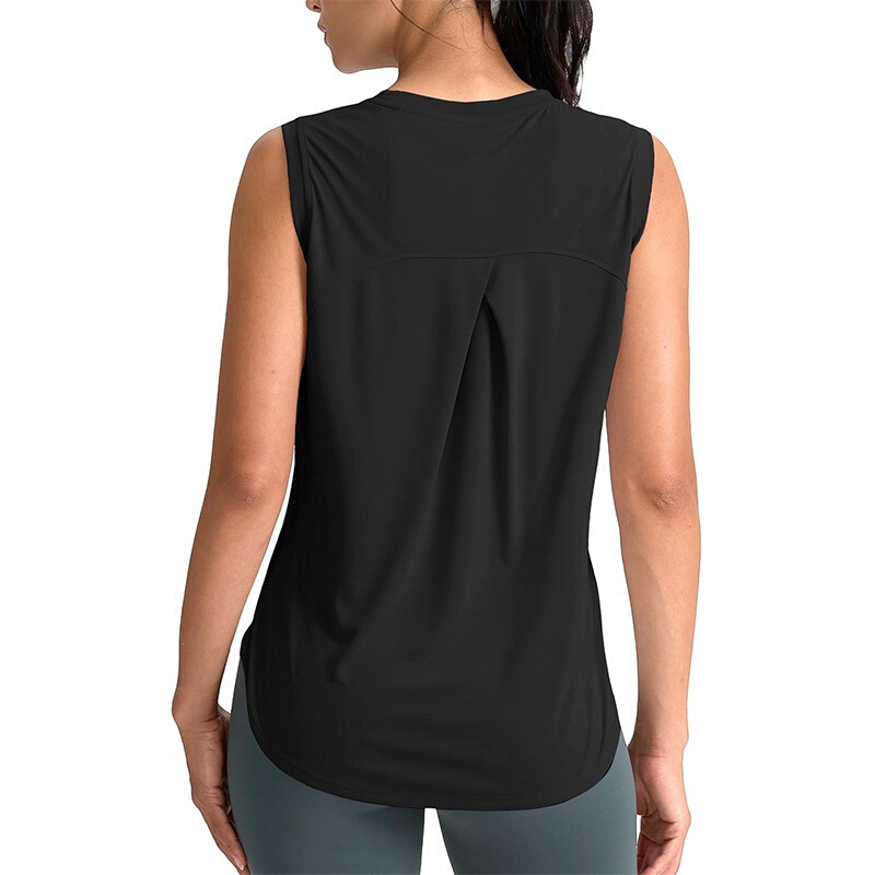 Cross-Border Women's Sleeveless Sports Top Breathable Lightweight Sports Tennis Yoga Cover-Up Running Sports Outdoor Vest