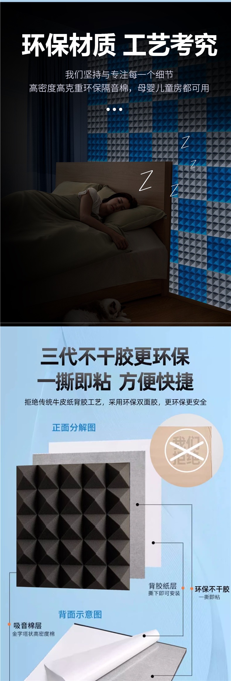 Super Soundproof Cotton, Sound-Absorbing Cotton, Wall Live Broadcast Room, Bedroom, Home Artifact, Self-Adhesive Sound-Absorbing Cotton, Piano Room, Theater, Ktv