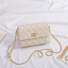 Leather Grid Chain Bag for Women 2024 Model, High-End Summer Bag with Advanced Style, Fashionable and Versatile, Shoulder and Crossbody Bag